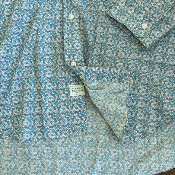 Frank & Eileen ‘Frank’ LS Blue Floral Print Cotton Button Blouse Womens XL - Picture 8 of 12